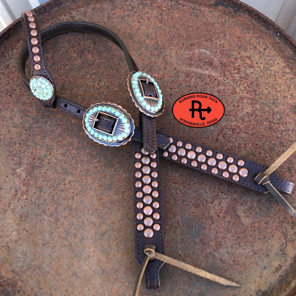 Studded Single Ear Standard Sized Headstall with Your Choice of Hardware
