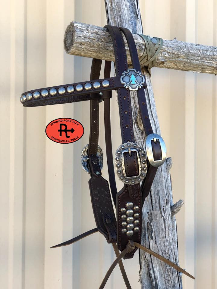Studded Browband Short Cheek Headstall with Your Choice of Hardware