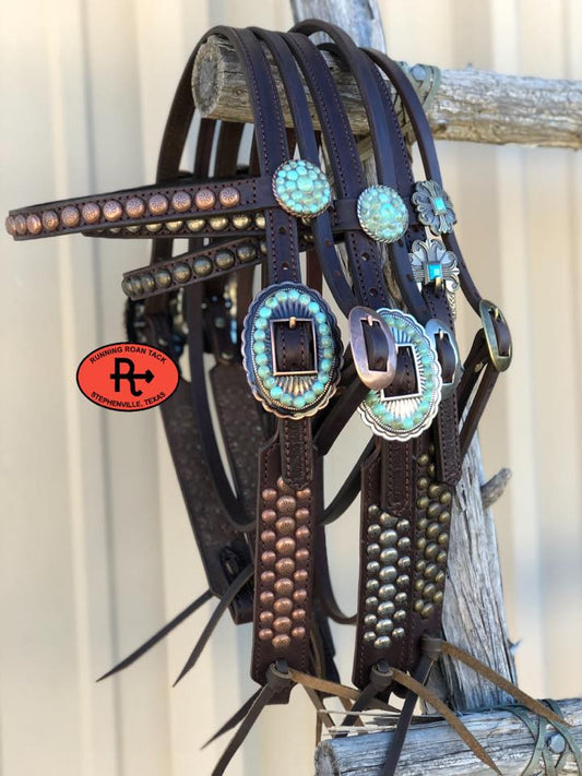 Studded Browband Standard Sized Headstall with Your Choice of Hardware