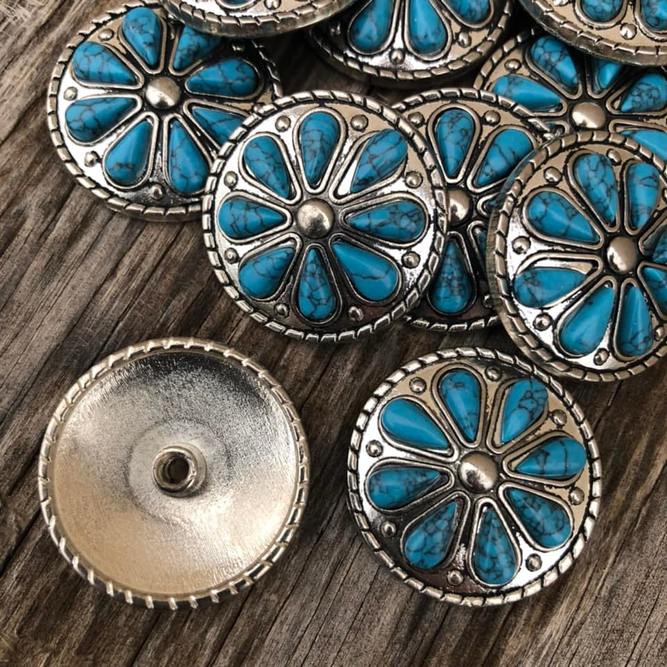 Faux Turquoise Conchos, Sold in Sets of 10 Conchos
