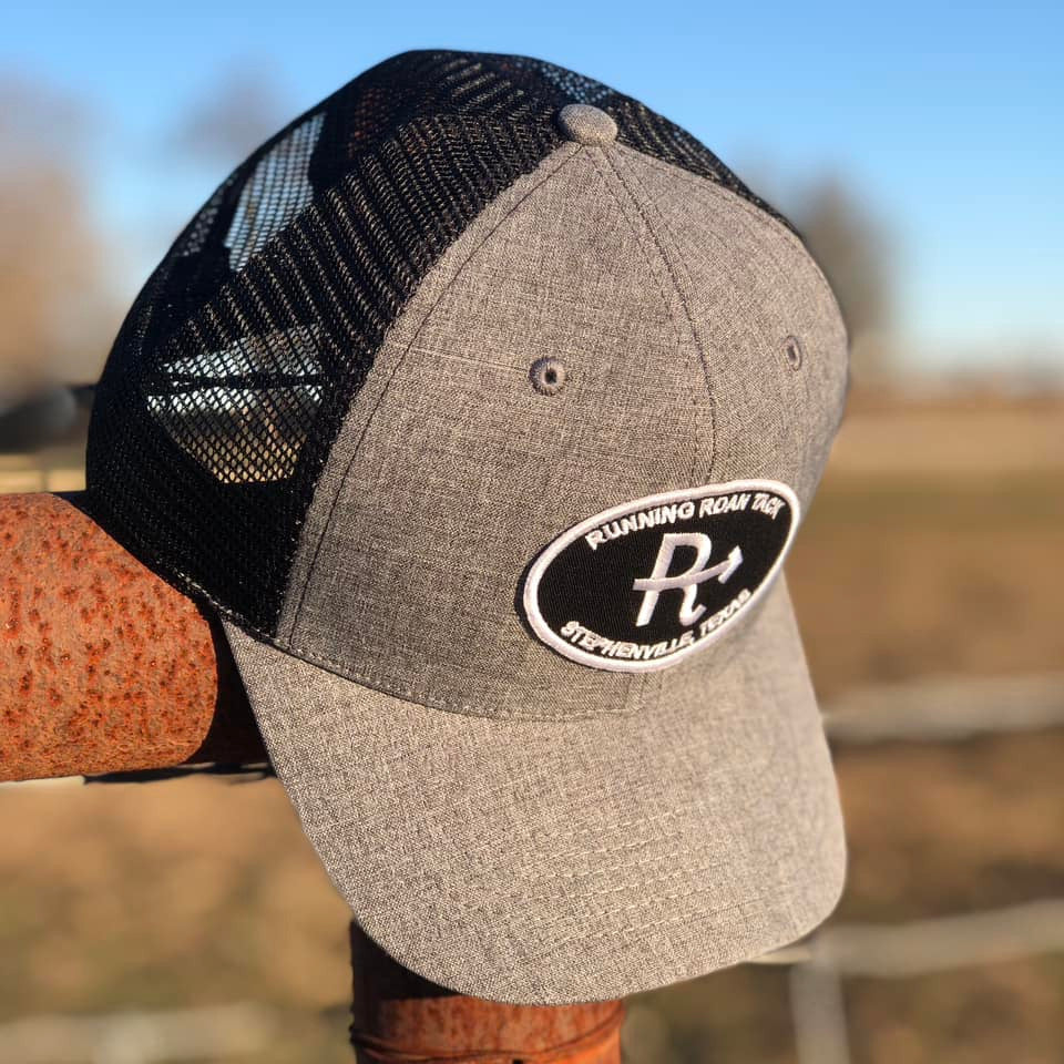 Black and Grey Hat with Embroidered Running Roan Logo