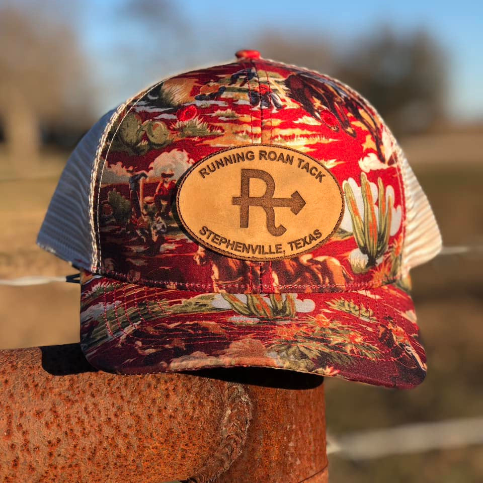 Crimson Wild West Desert Print Hat with Running Roan Logo