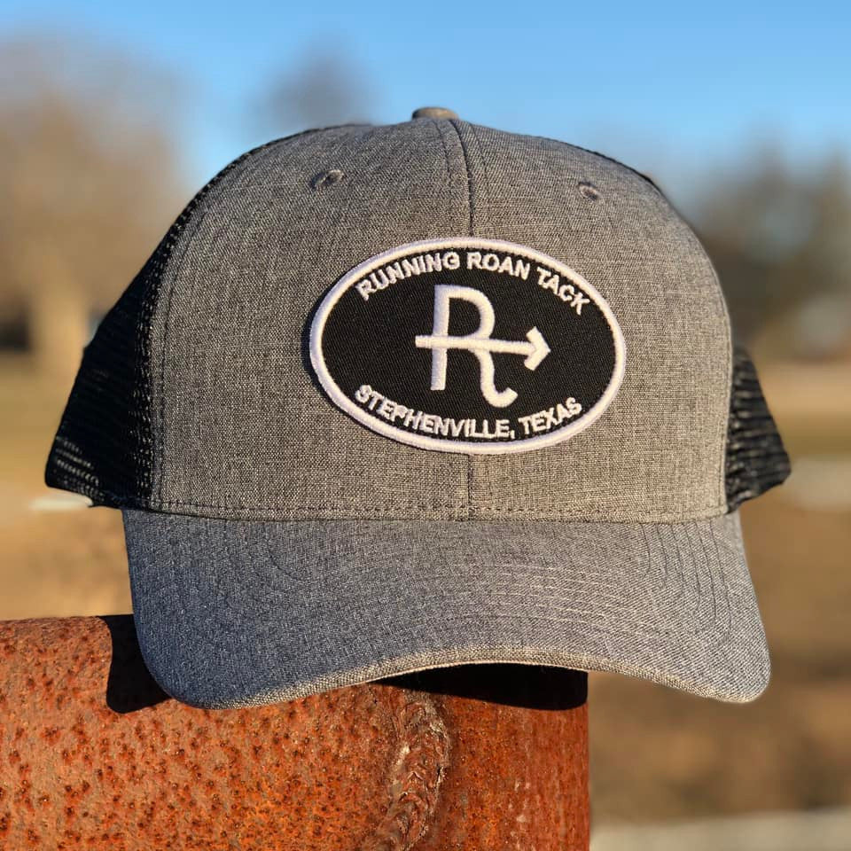 Black and Grey Hat with Embroidered Running Roan Logo