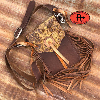 Austin Cross Body Handbag with Distressed Brown Floral Leather