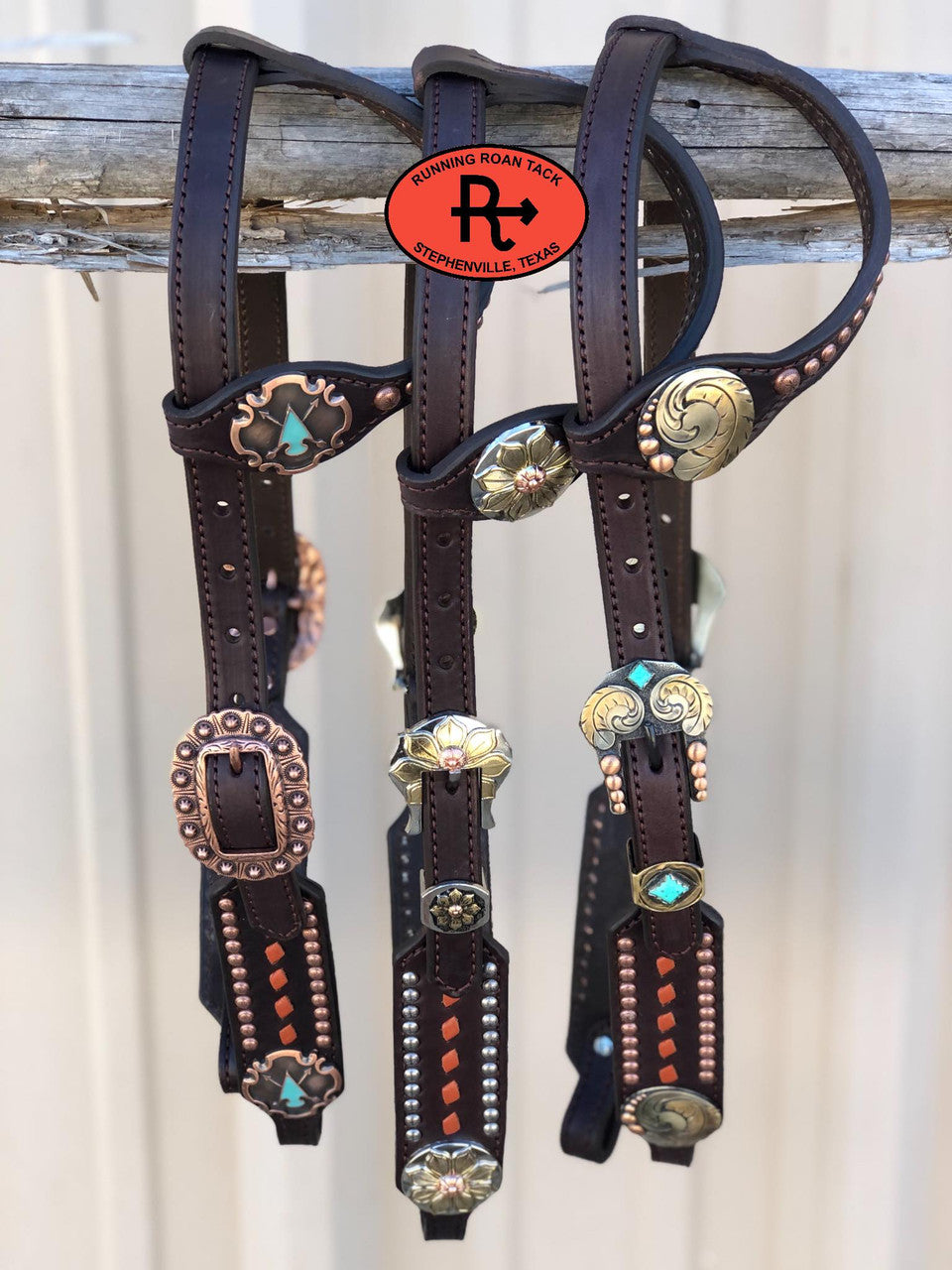 Whisky Buckstitch Single Ear Short Cheek Headstall with Your Choice of Hardware