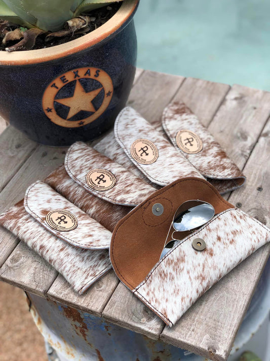 Speckled Hair On Cowhide Eyewear Sunglasses Case with Whisky Interior