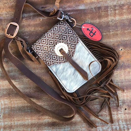 Austin Cross Body Handbag with Geometric Leather and Hair On Cowhide