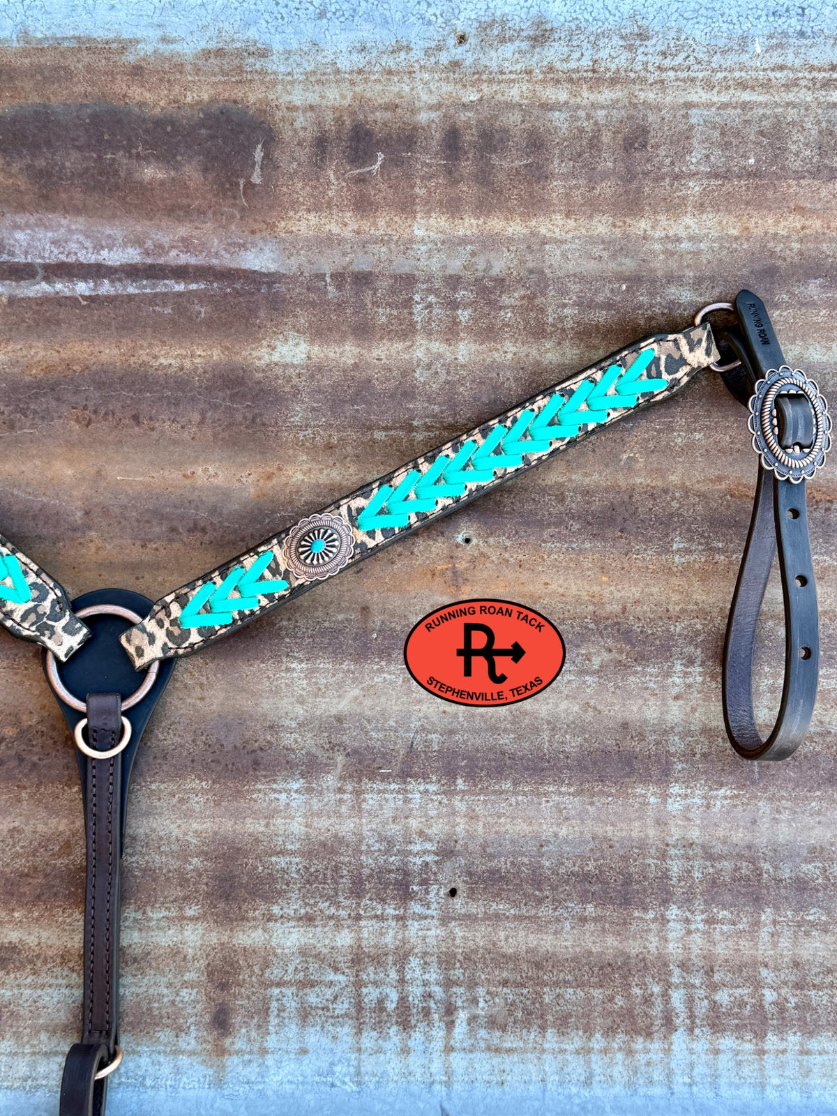 Leopard Tack Set with Turquoise Lacing and Southwest Hardware *Buy one piece or both pieces* Set10052026-04