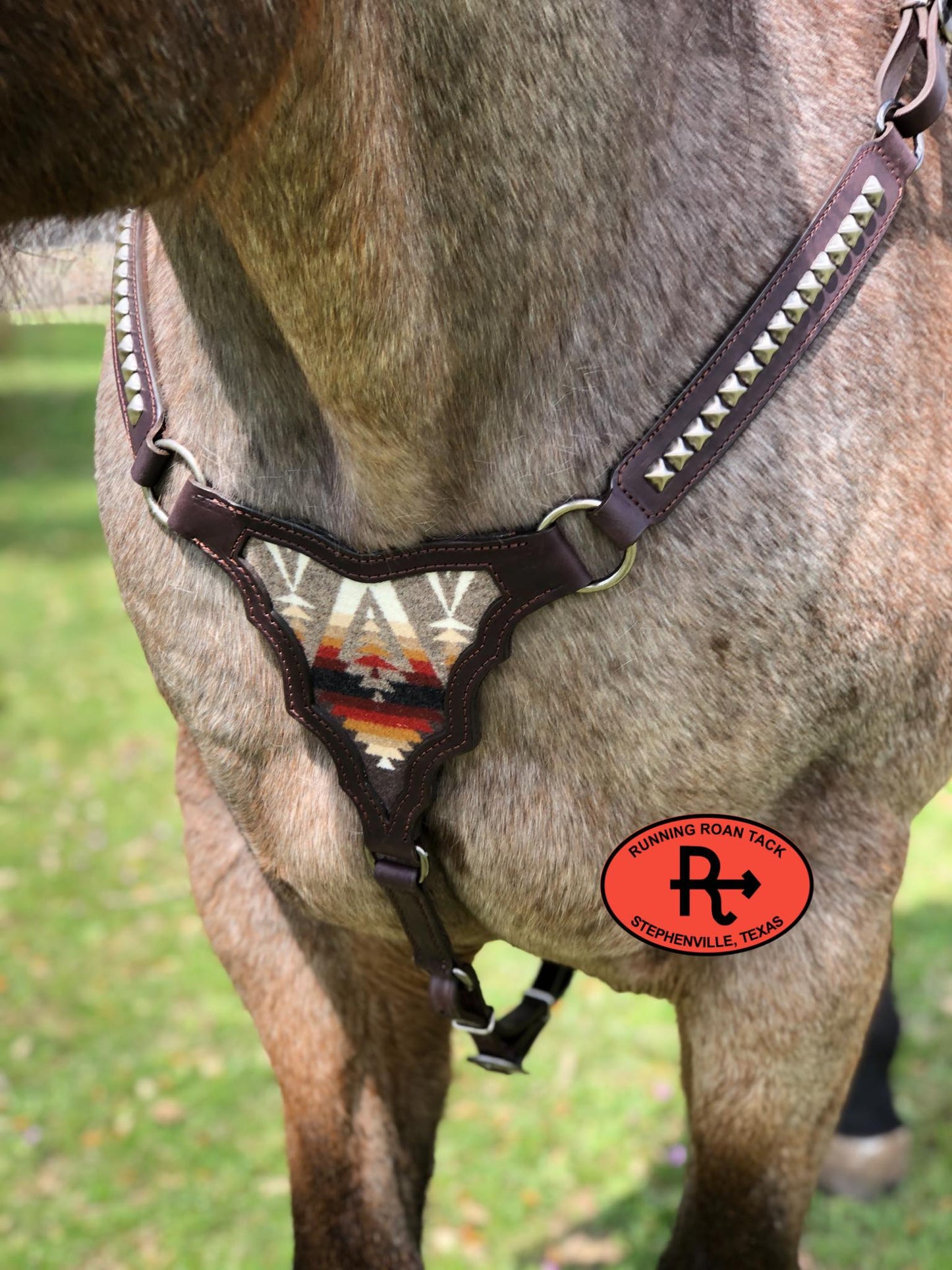 Palomo Breast Collar with Pacific Crest Wool and Antique Silver Pyramid Dots