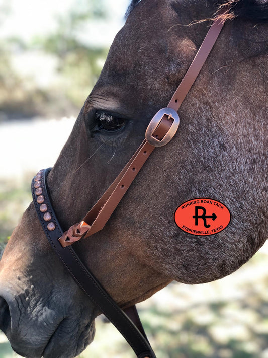 Tiedown Noseband with Whisky Leather Accents and Copper Dots