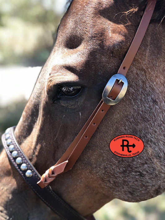 Tiedown Noseband with Whisky Leather Accents and Antique Silver Dots