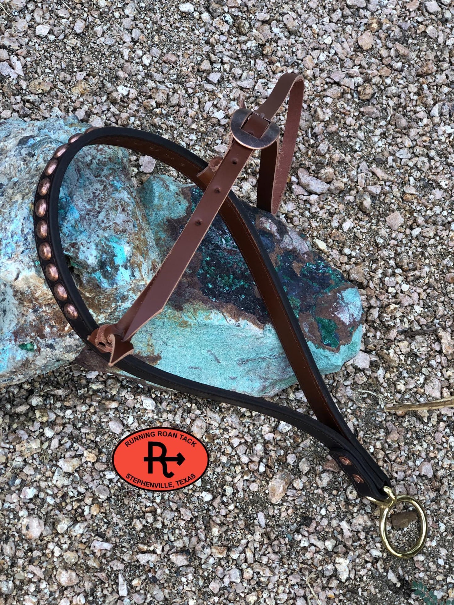 Tiedown Noseband with Whisky Leather Accents and Copper Dots