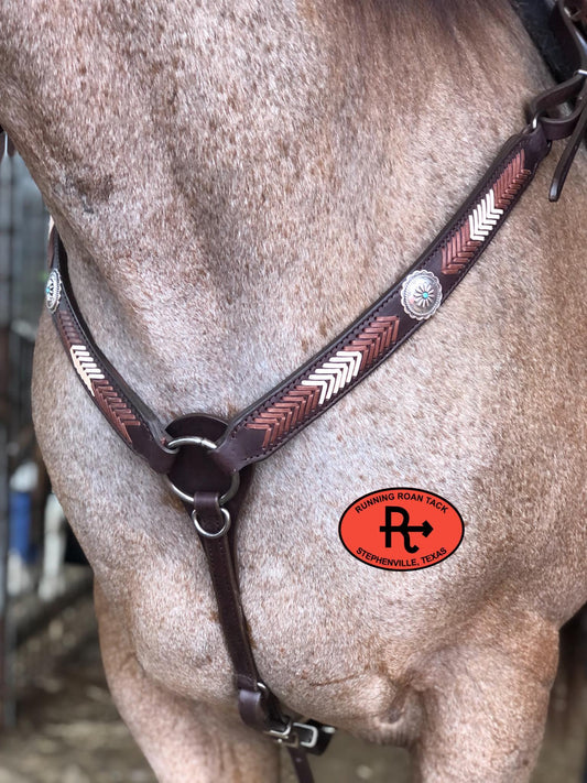 Breast Collar with Saddle Tan and White Arrow Lacing