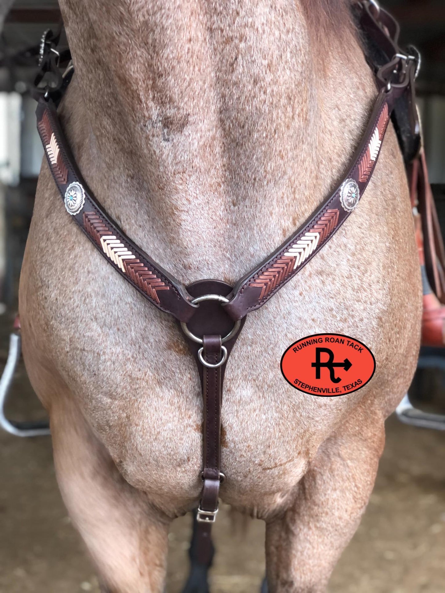 Breast Collar with Saddle Tan and White Arrow Lacing