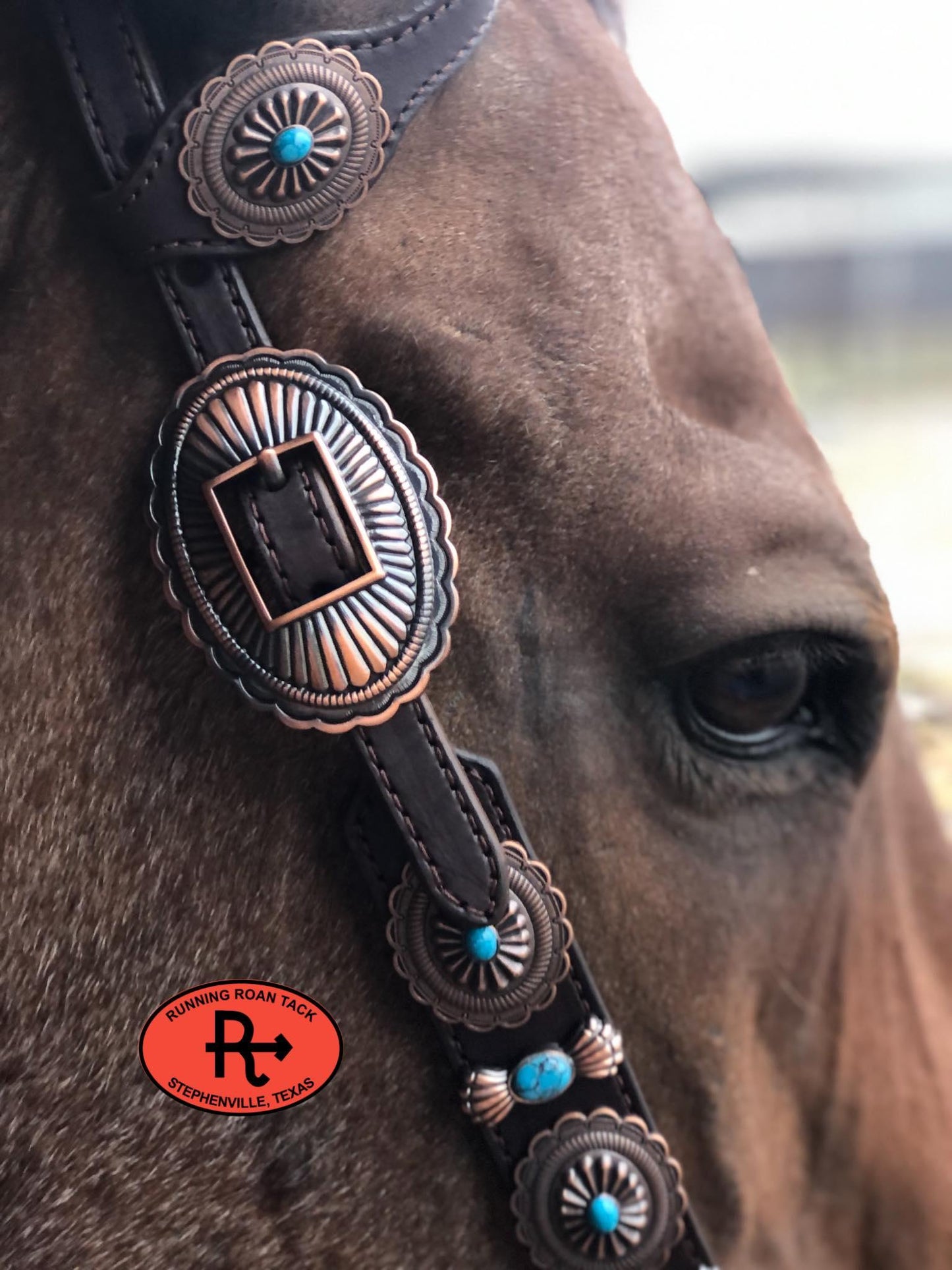 Copper Southwest Concho Headstall Single Ear Standard Size