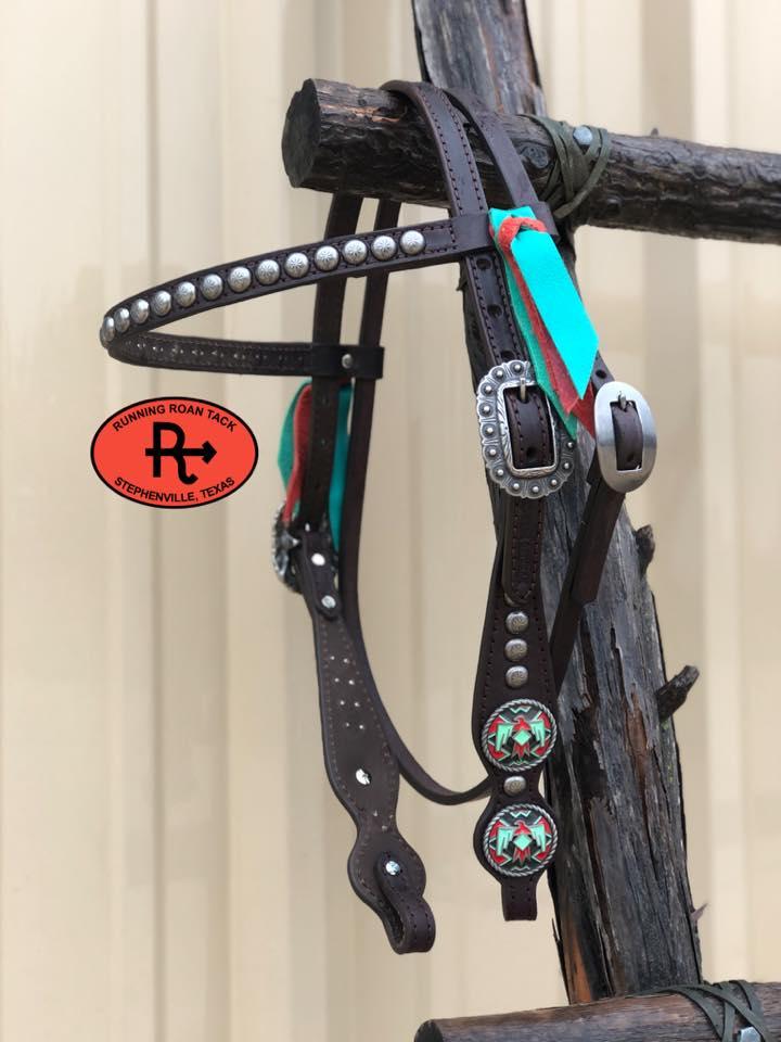 Red/Mint Thunderbird Browband Headstall