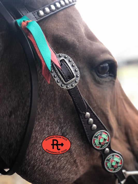 Red/Mint Thunderbird Browband Headstall