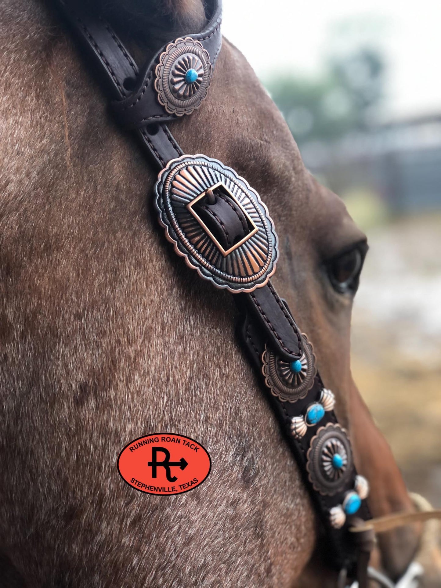 Copper Southwest Concho Headstall Single Ear Standard Size