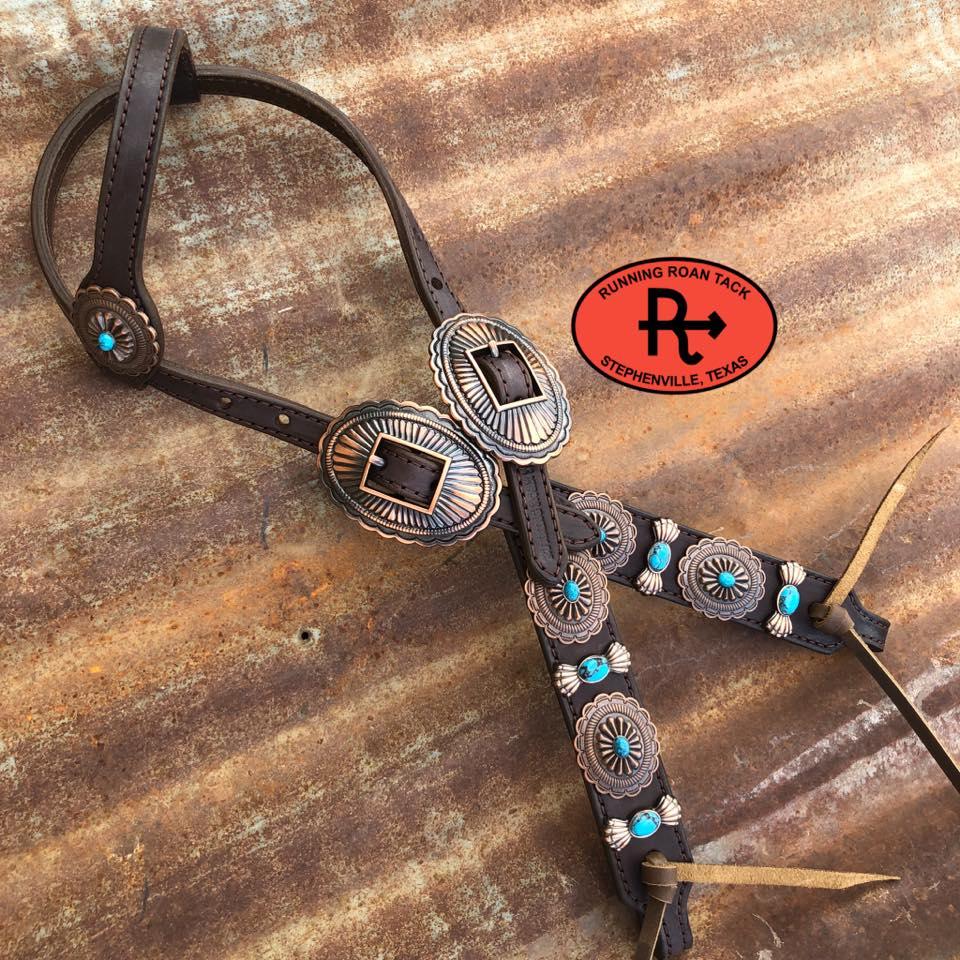 Copper Southwest Concho Headstall Single Ear Standard Size