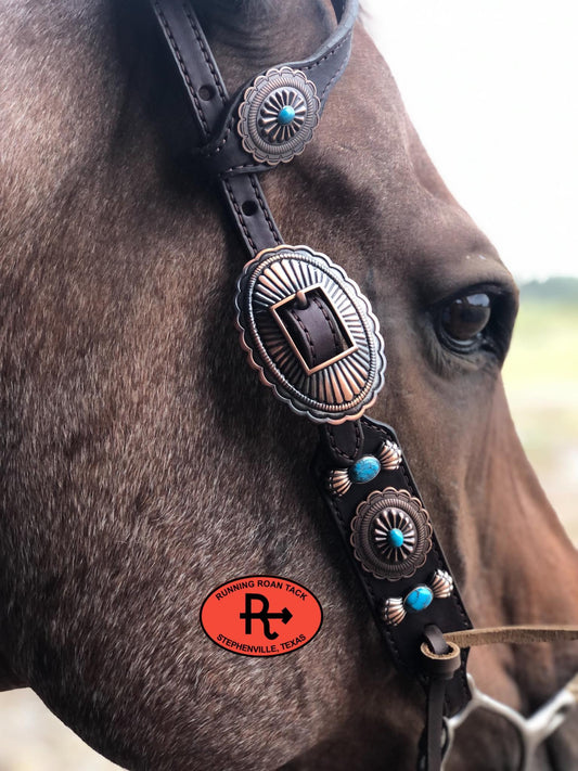 Copper Southwest Concho Headstall Single Ear Short Gag Size