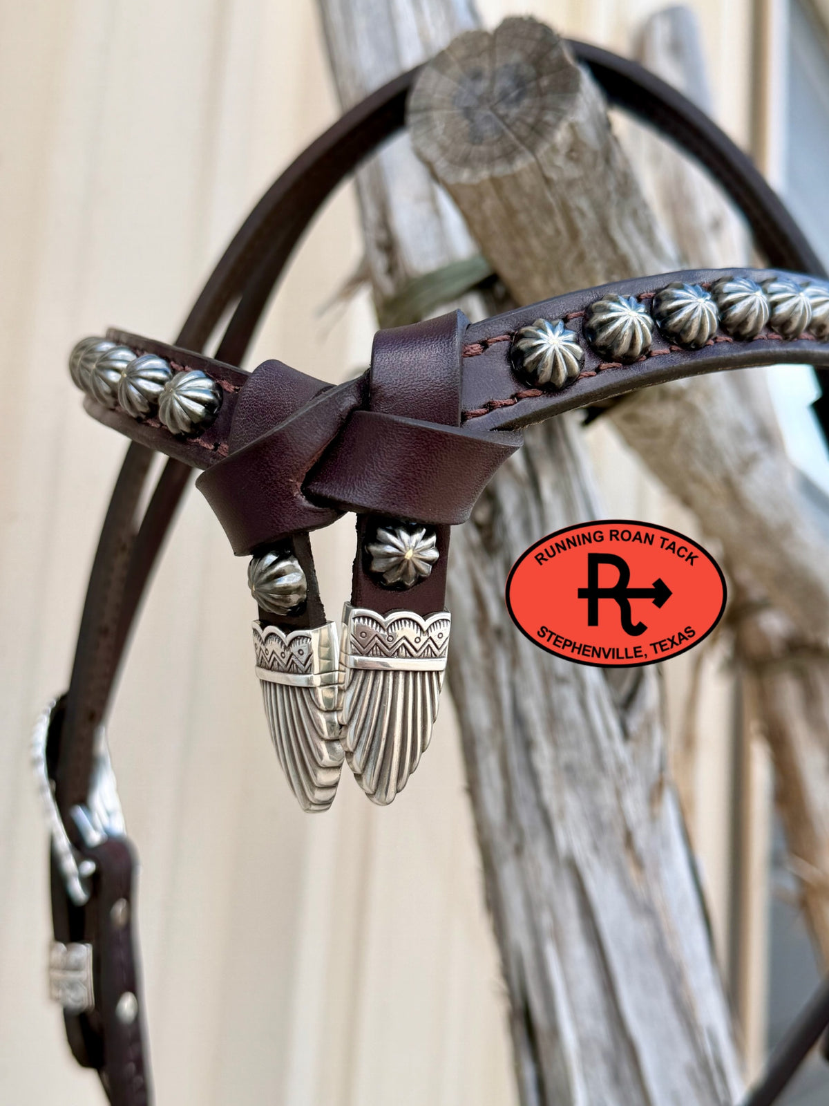 Chocolate Short Cheek Futurity Knot Headstall with Quick Change Pineapple Knots and Southwest Hardware 29”-37” Headstall09072026-11