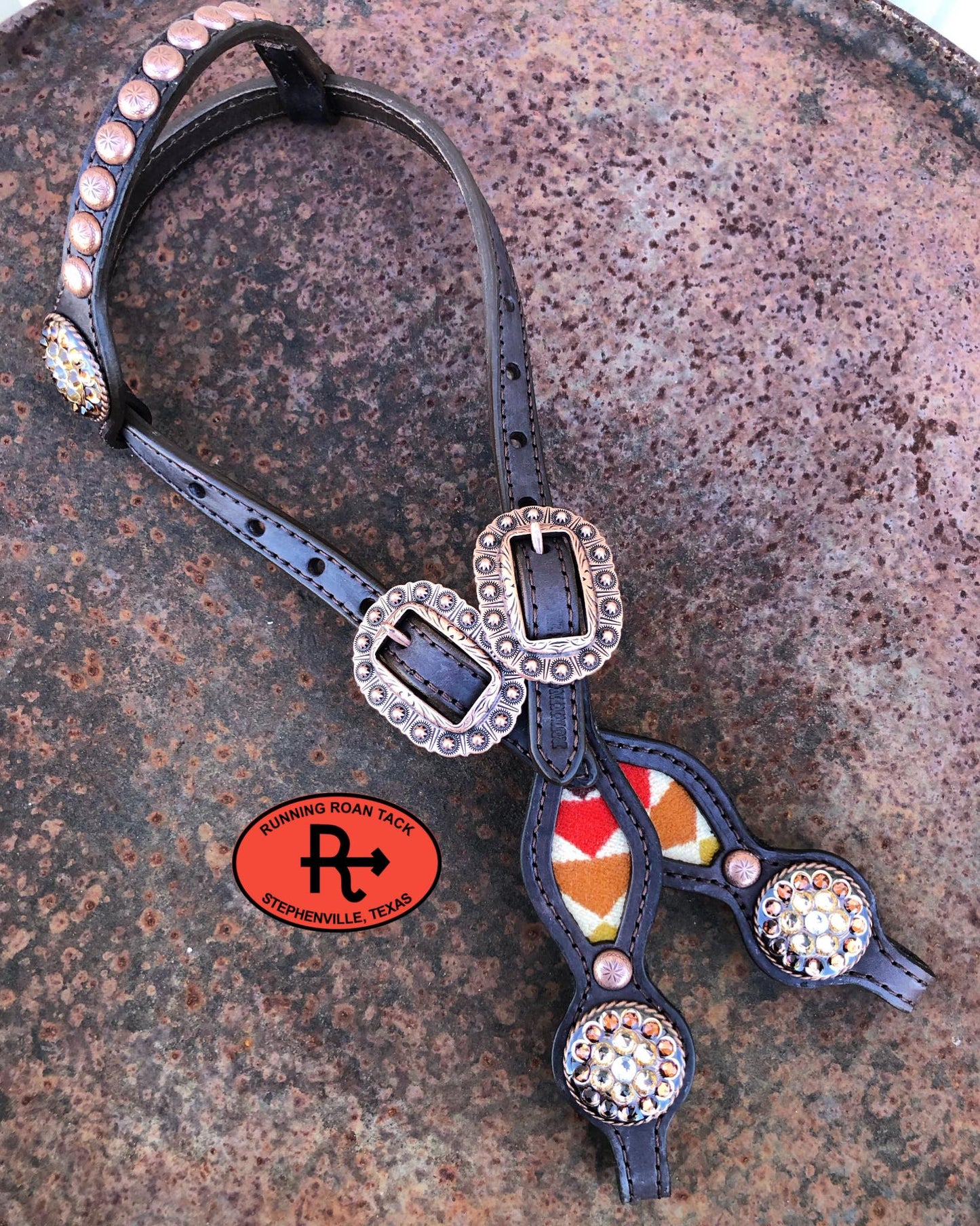 Smith Rock Wool Short Gag Headstall with Swarovski Bling Conchos