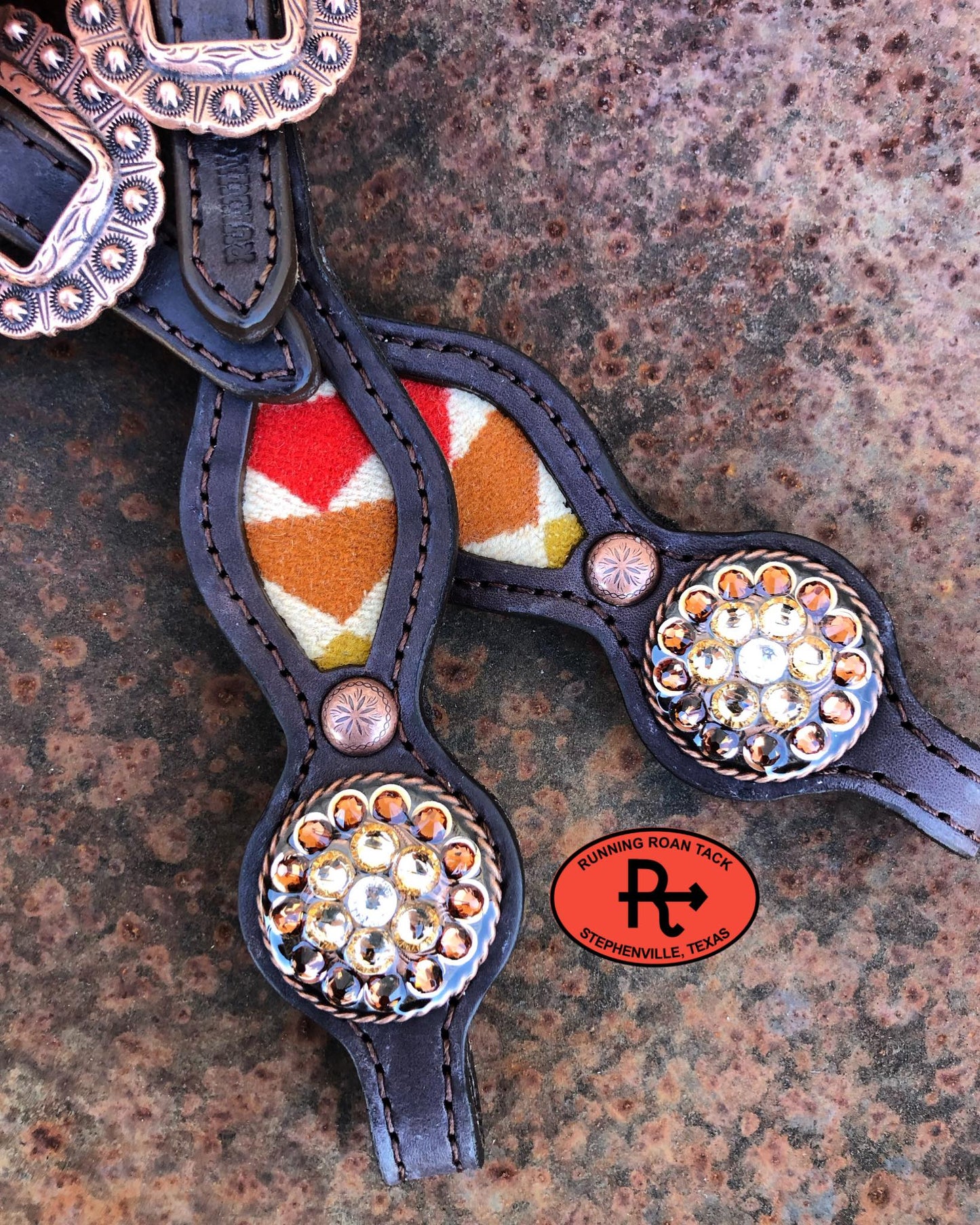 Smith Rock Wool Short Gag Headstall with Swarovski Bling Conchos