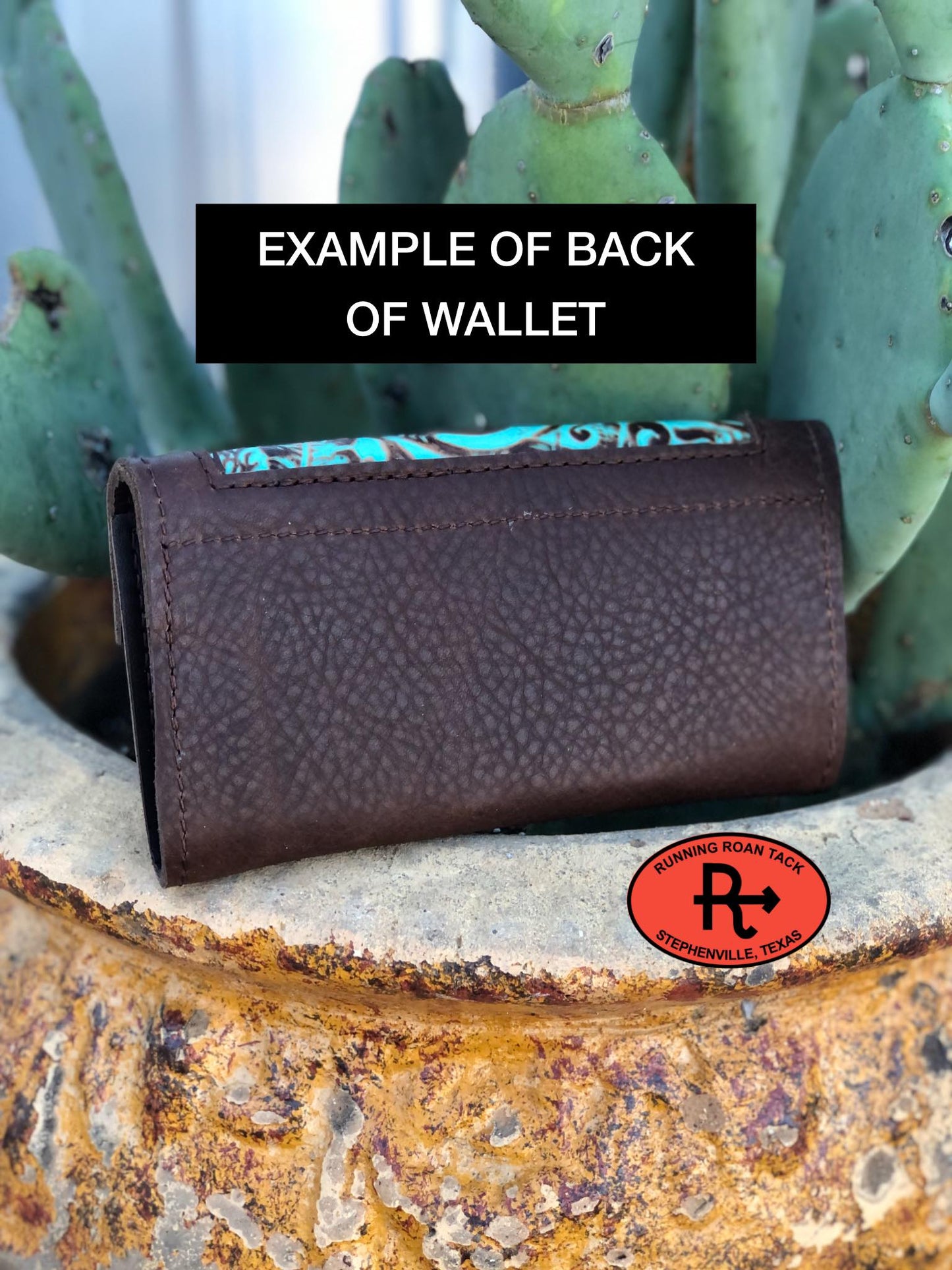 Trifold Wallet with Inlaid Turquoise/Copper Croc and Copper Dots