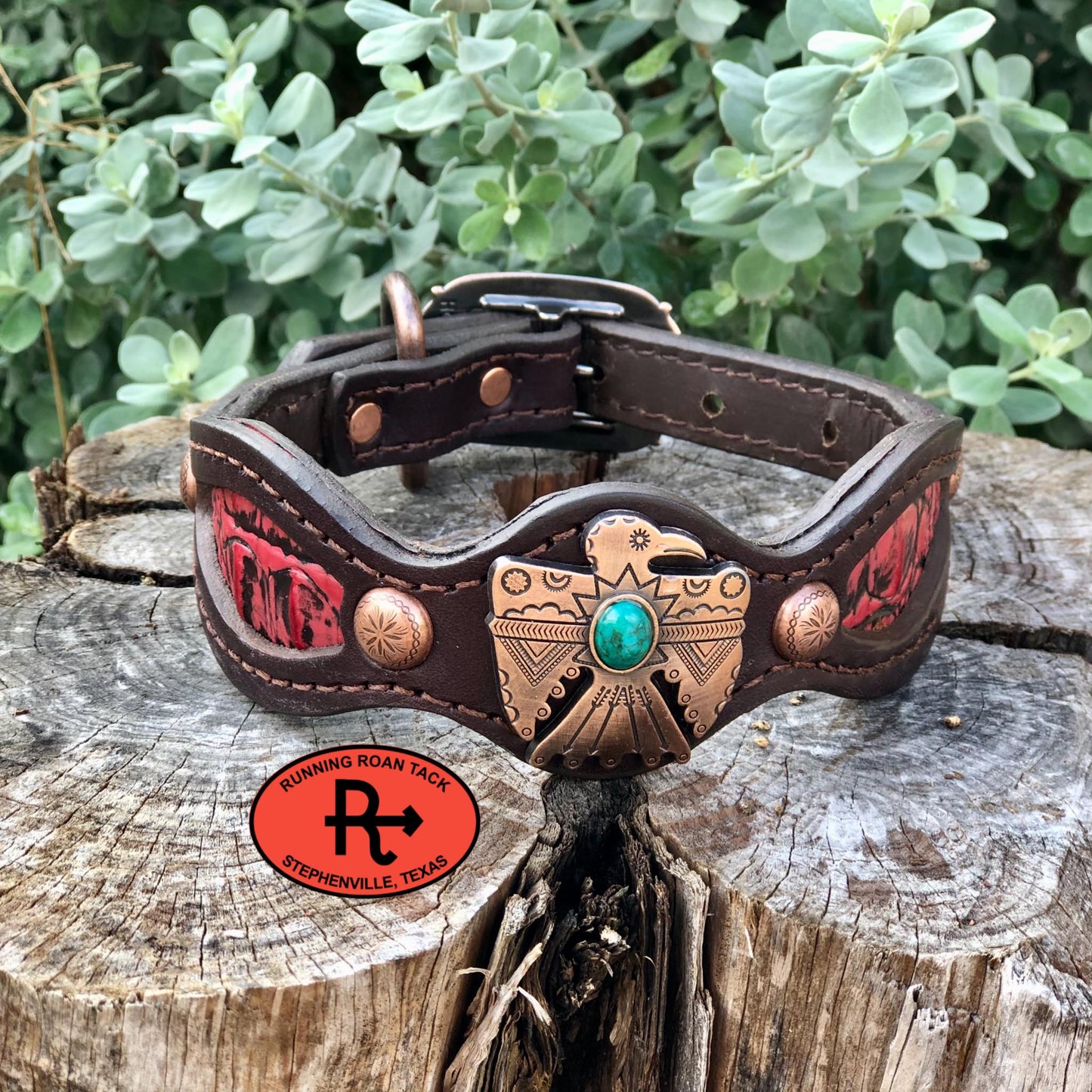 14"-17" Dog Collar Inlaid with Red Croc