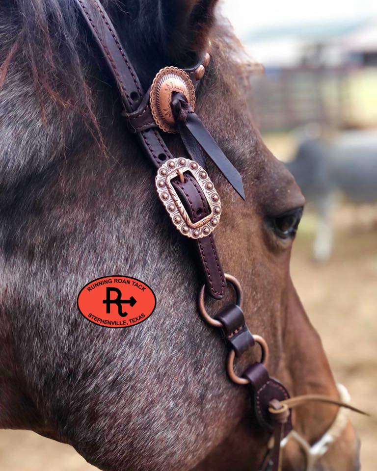 Single Ear Standard Size Ring Headstall with Slotted Mesa Concho