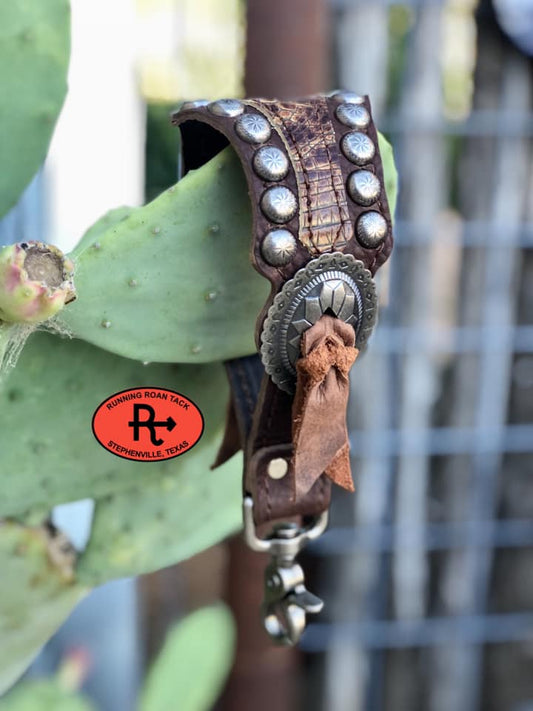 Bronc Wristlet Strap with Chocolate Bull Hide and Sepia Croc