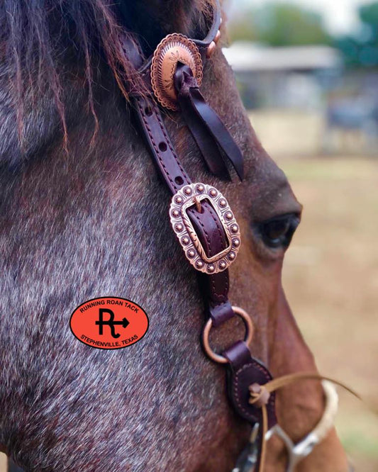 Short Cheek Single Ear Ring Headstall with Slotted Mesa Concho