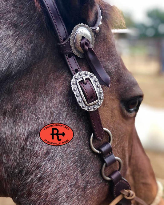 Single Ear Standard Size Ring Headstall with Slotted Mesa Concho