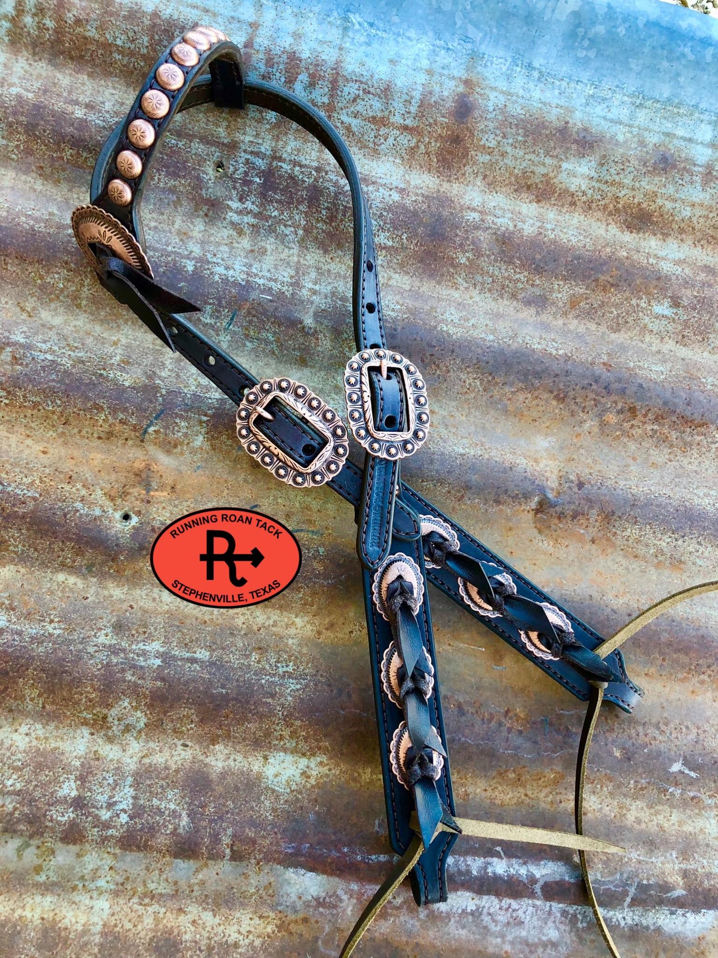 Single Ear Standard Size Headstall Loaded with Mesa Conchos