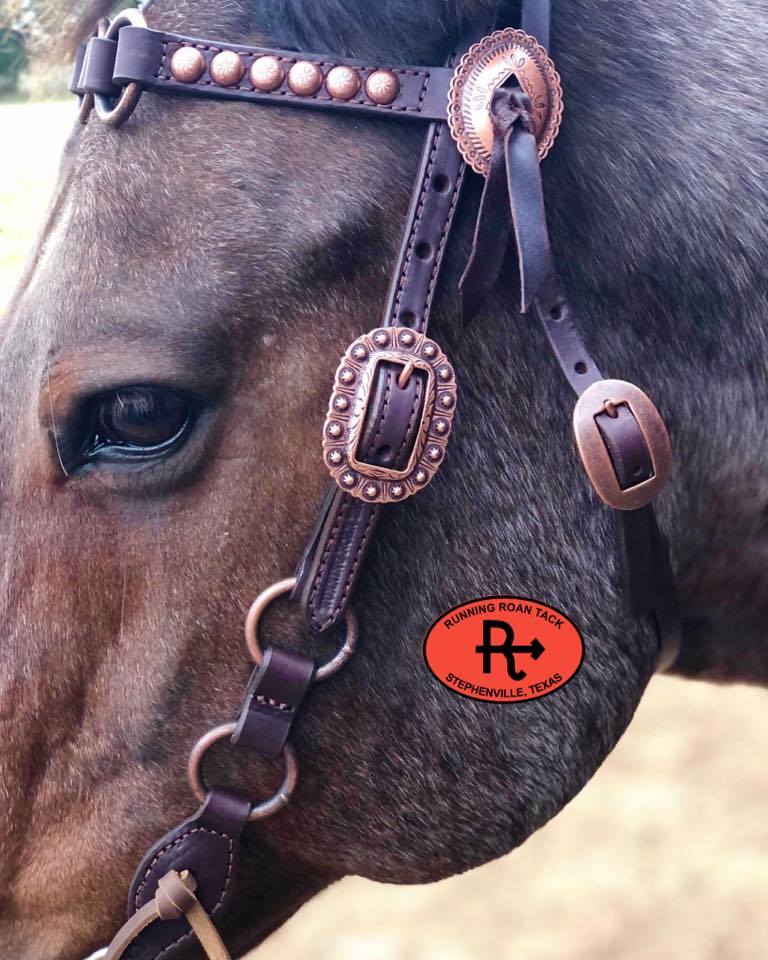 Browband Standard Size Ring Headstall with Slotted Mesa Concho