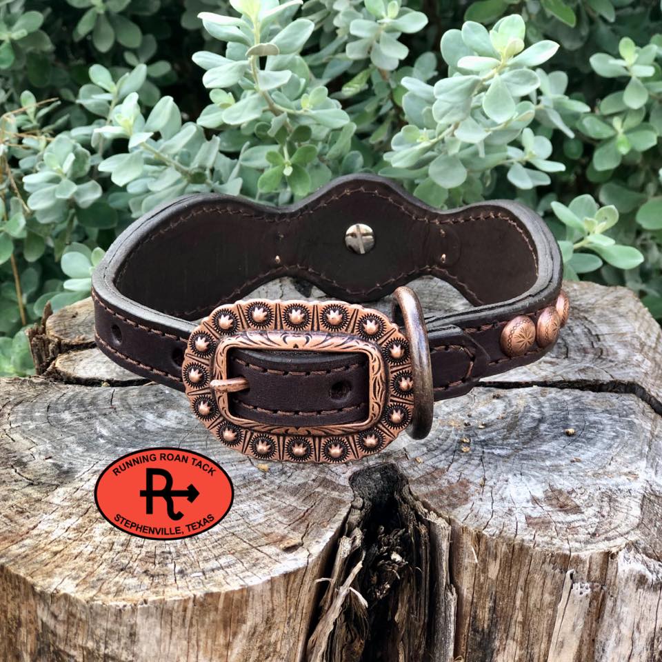 14"-17" Dog Collar Inlaid with Copper/Turquoise Croc 2