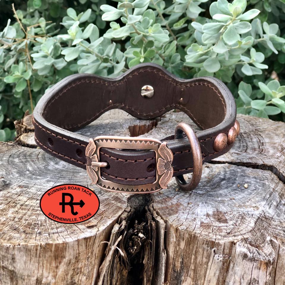 14"-17" Dog Collar Inlaid with Copper/Turquoise Croc