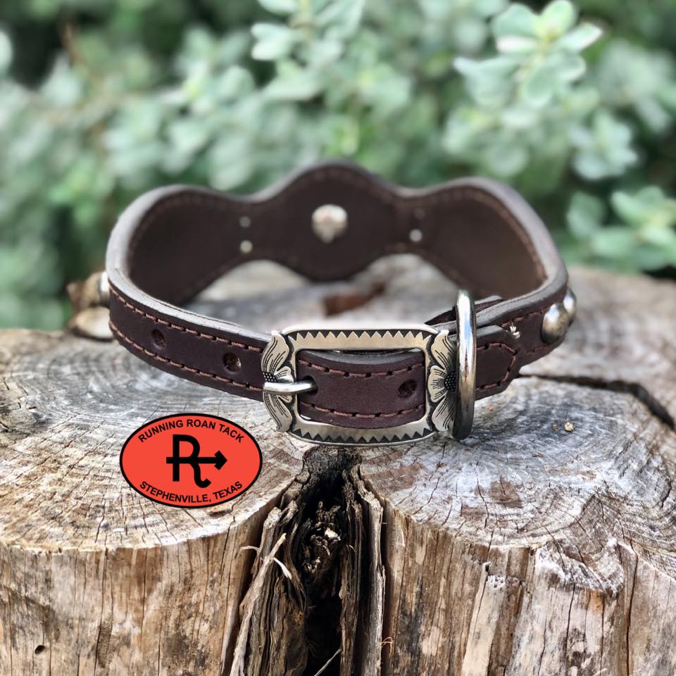 14"-17" Dog Collar Inlaid with Leopard Print Leather