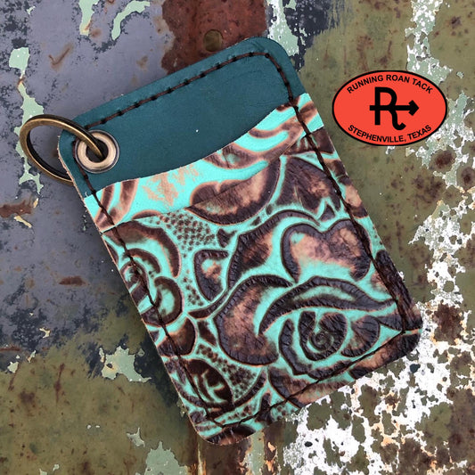 Teal Rose Card Holder Wallet