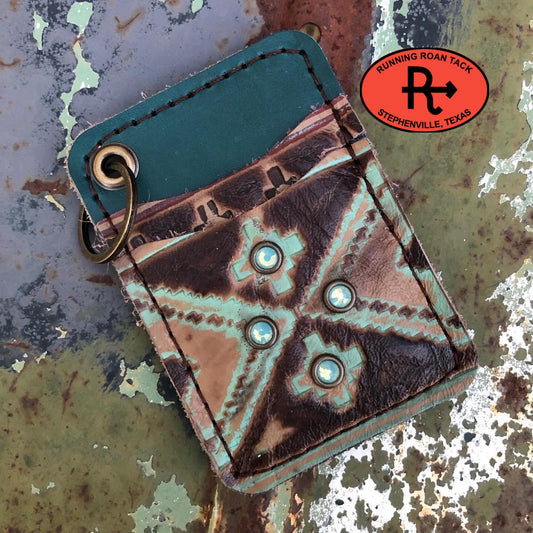 Teal Aztec Card Holder Wallet