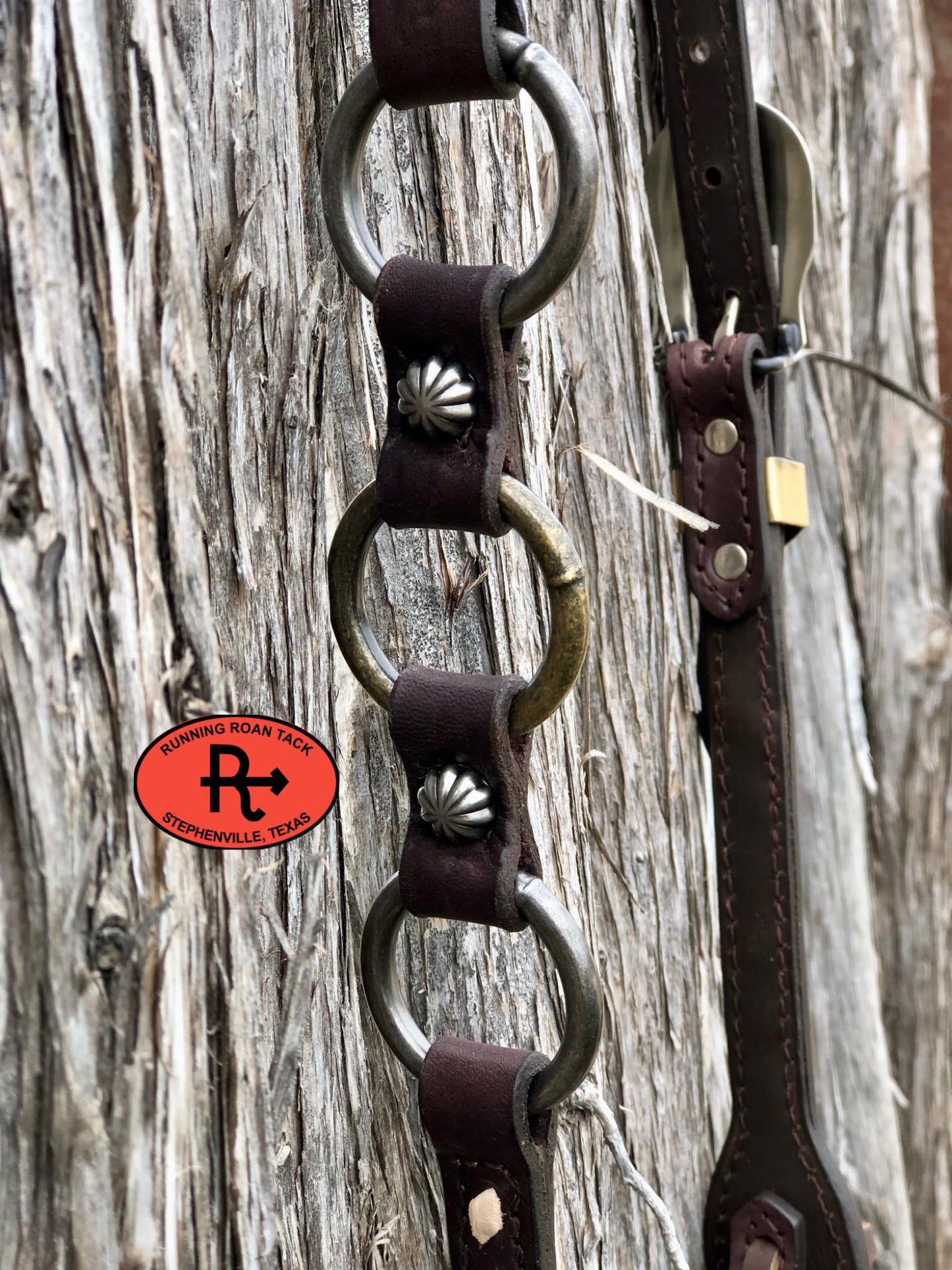 Single Ear Ring Headstall with White Buckstitch and German Silver Buckle 38"-42"