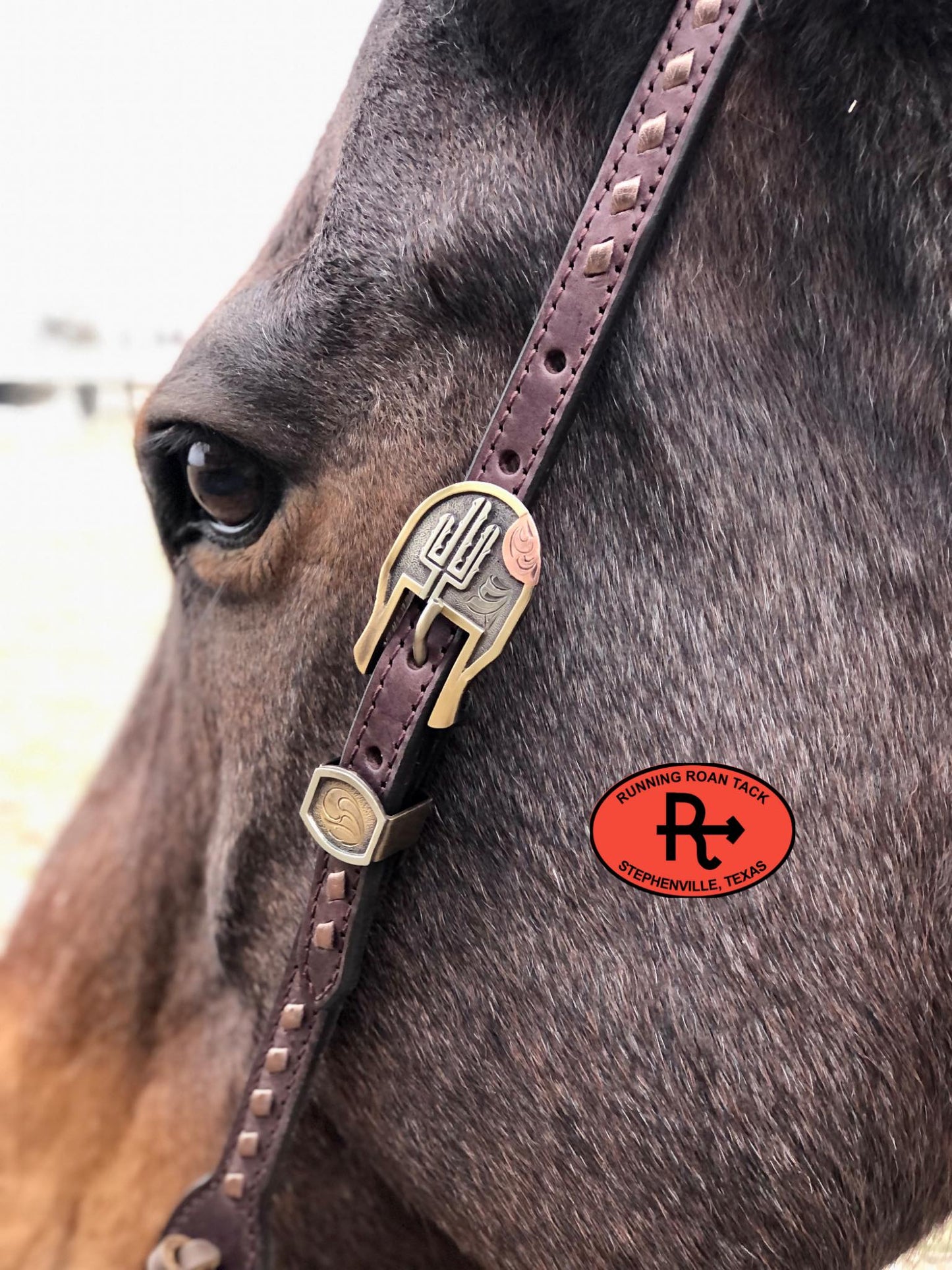 Single Ear Ring Headstall with Bronze Buckstitch and German Silver Hardware 38"-42"