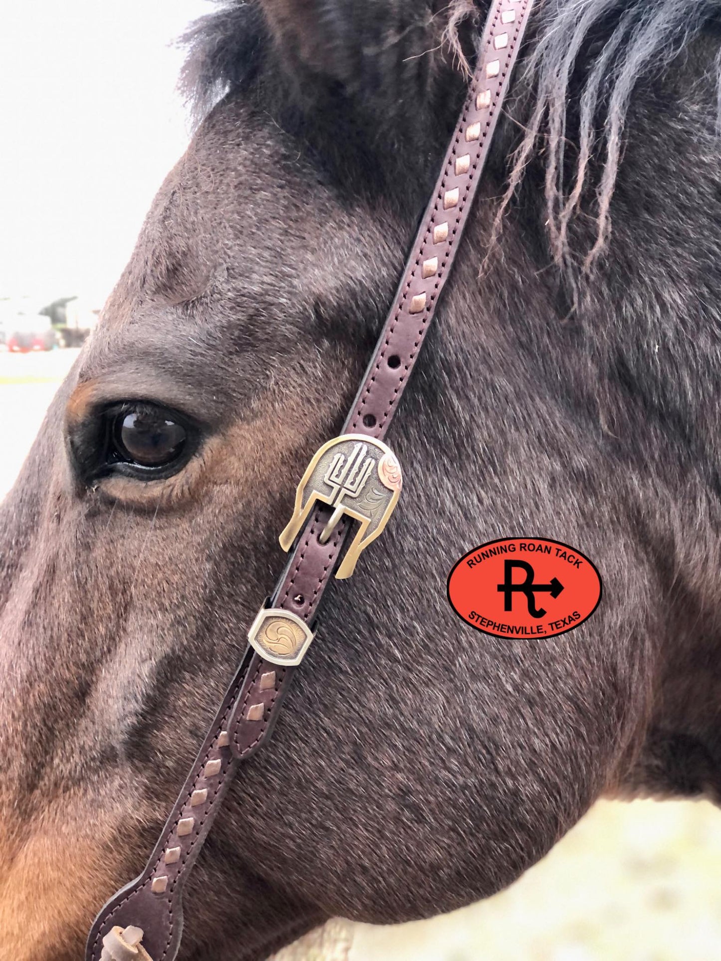 Single Ear Ring Headstall with Bronze Buckstitch and German Silver Hardware 38"-42"