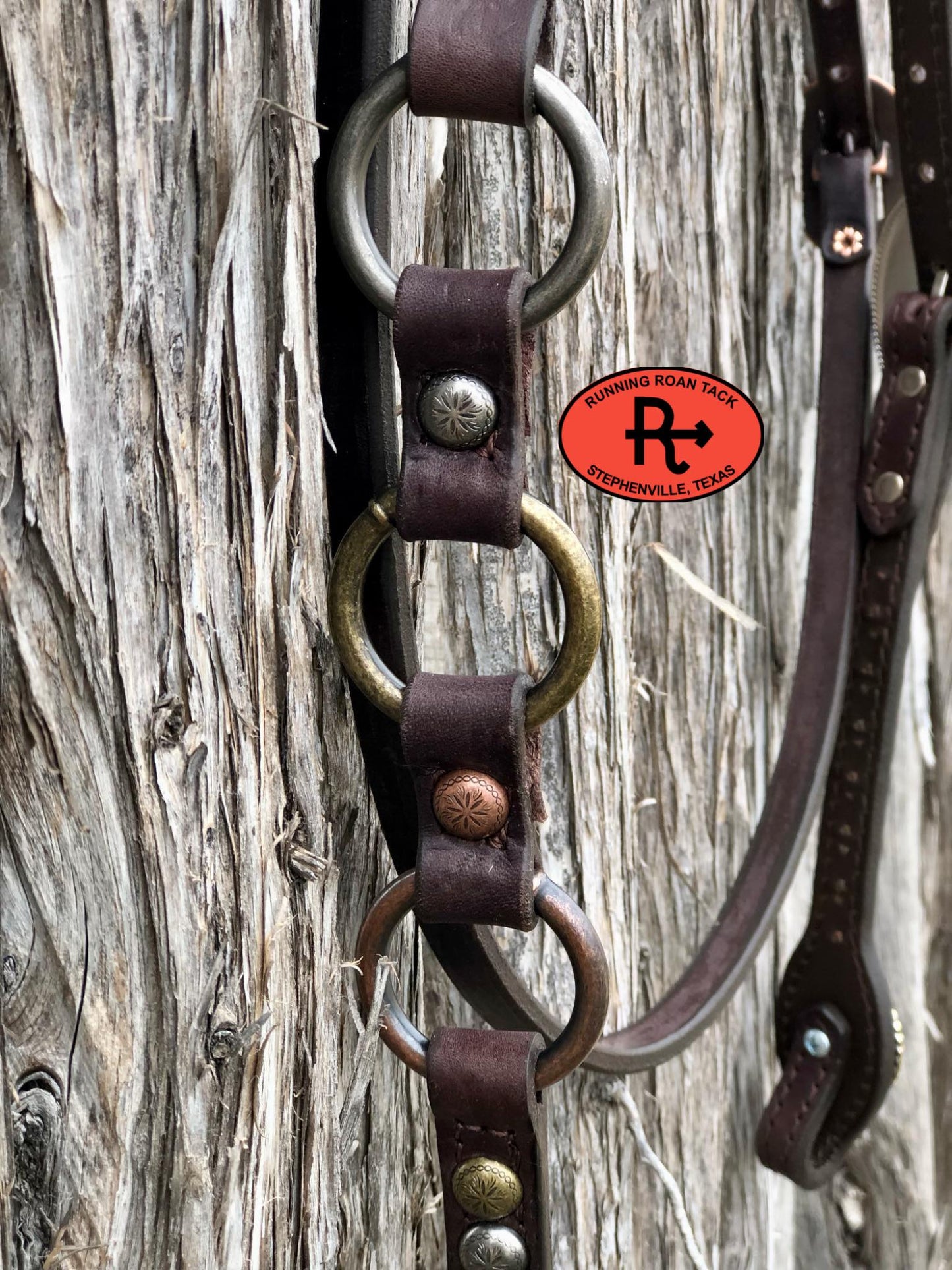 Browband Ring Headstall with Multicolor Dots and Tricolor Desert Hardware 36"-40"