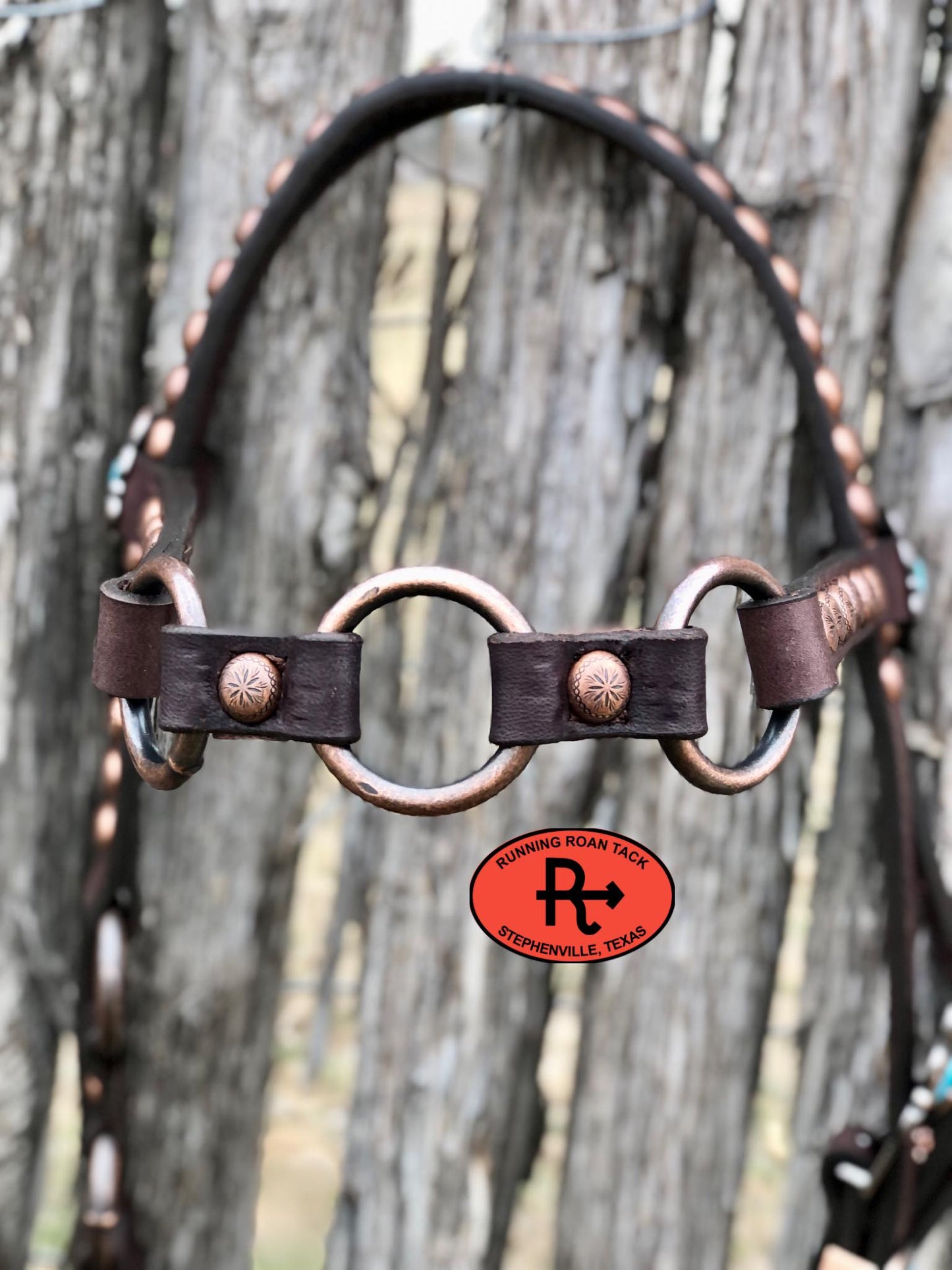 Browband Ring Headstall with Copper Madrid Hardware 38"-42"