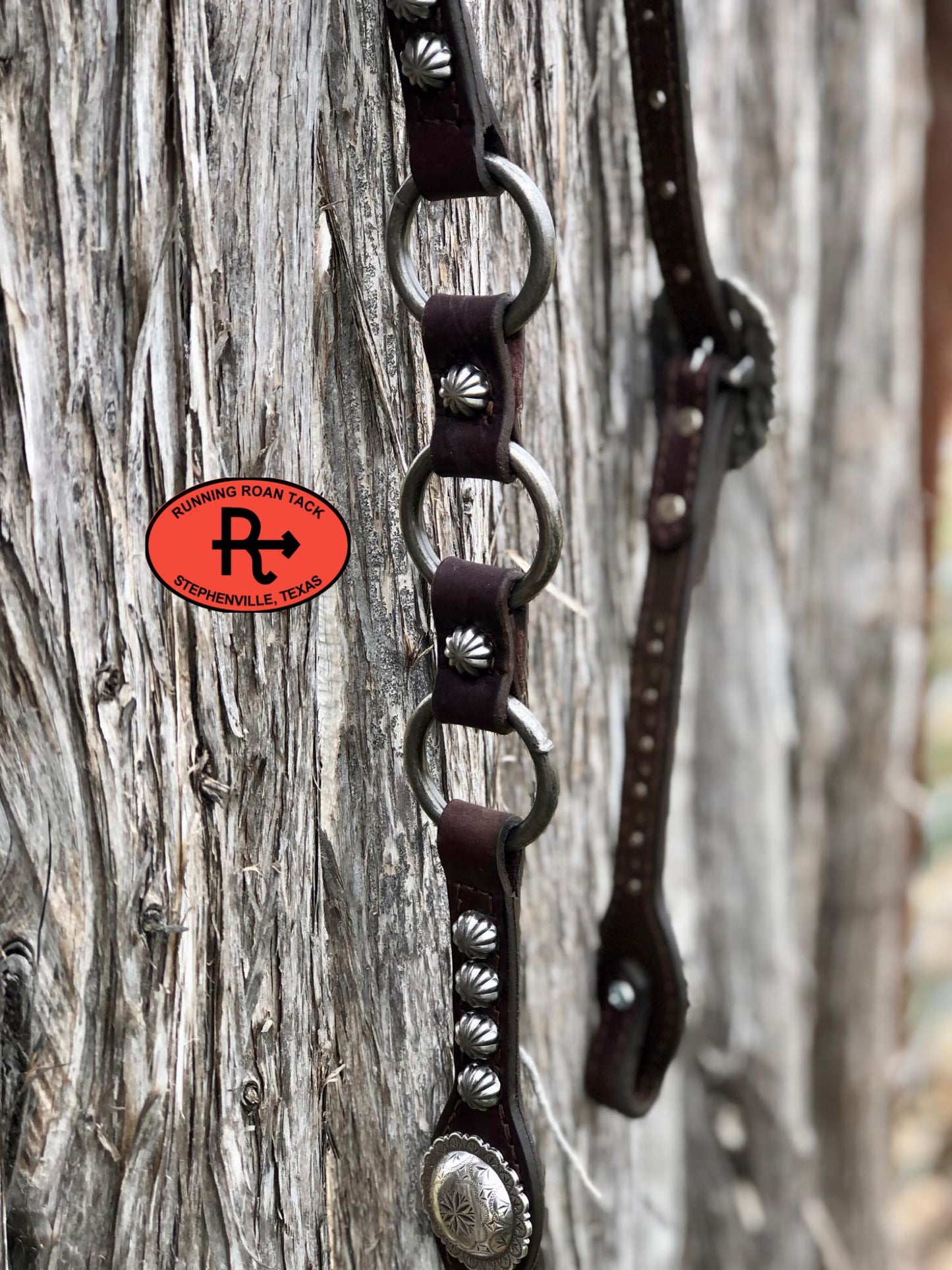 Single Ear Ring Headstall with Antique Silver Parachute Dots and Hardware 38"-42"