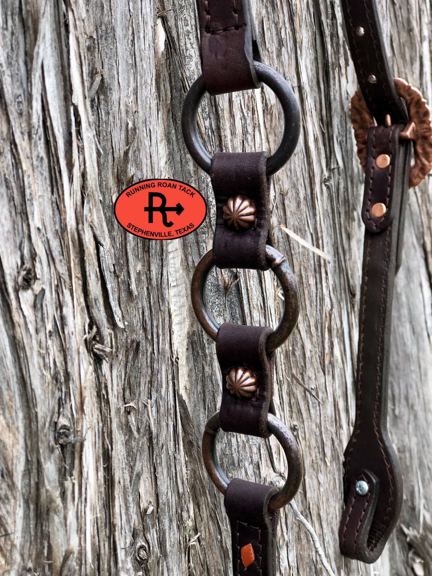 Single Ear Ring Headstall with Whisky Buckstitch and Copper Hardware 38"-42"