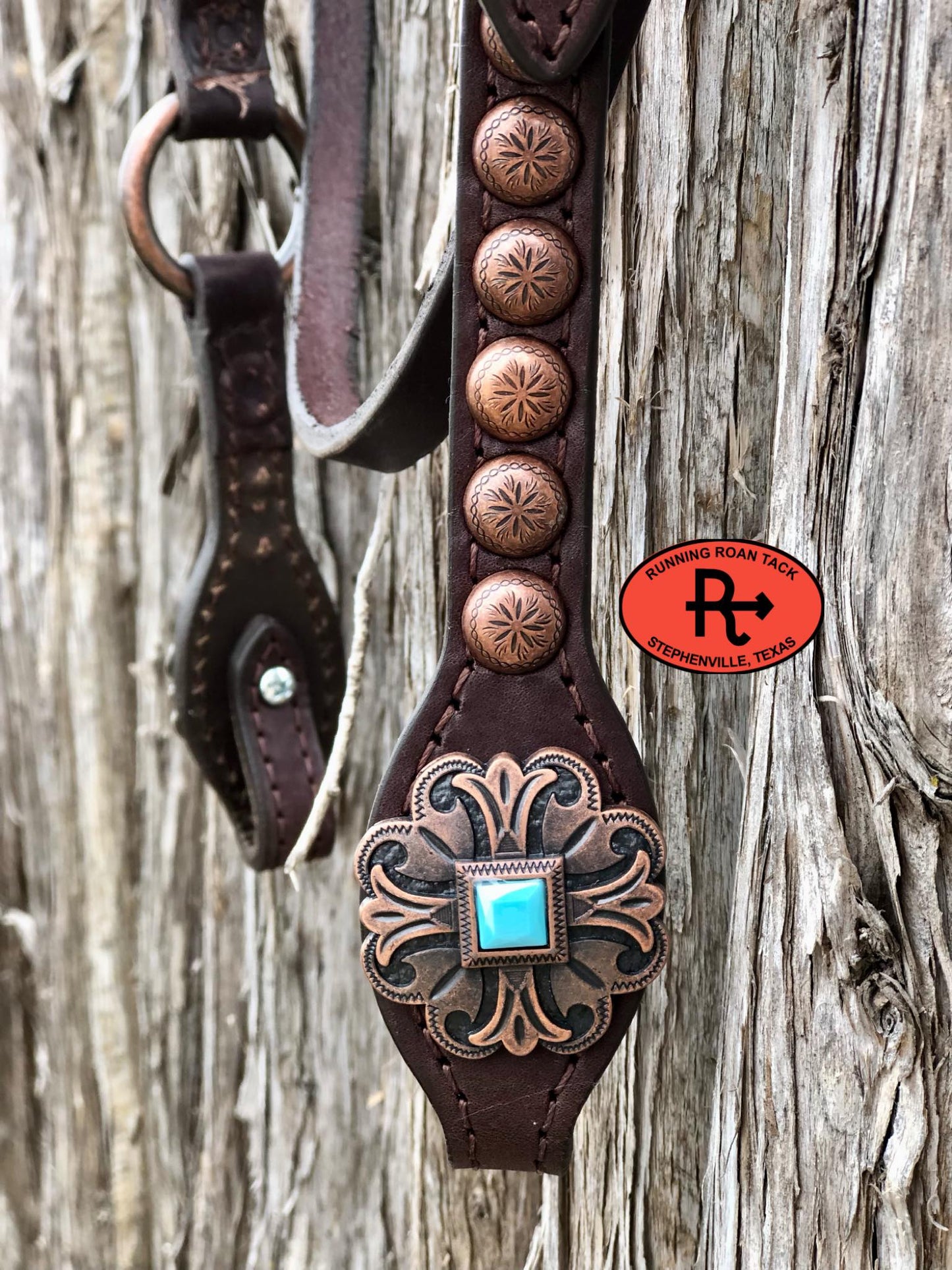 Browband Ring Headstall with Copper Madrid Hardware 38"-42"