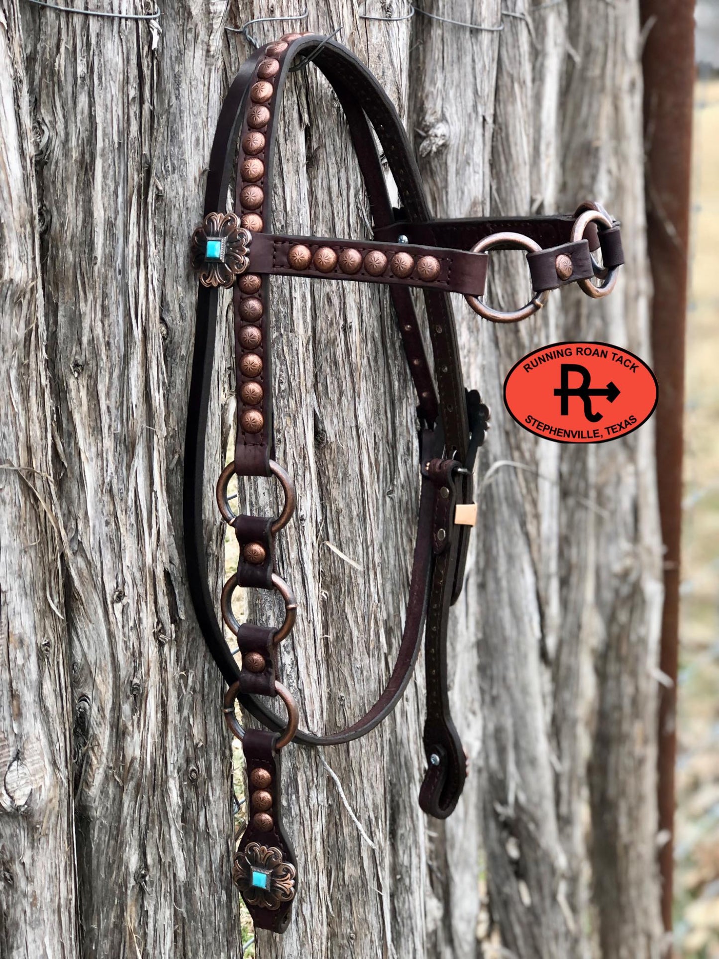 Browband Ring Headstall with Copper Madrid Hardware 38"-42"