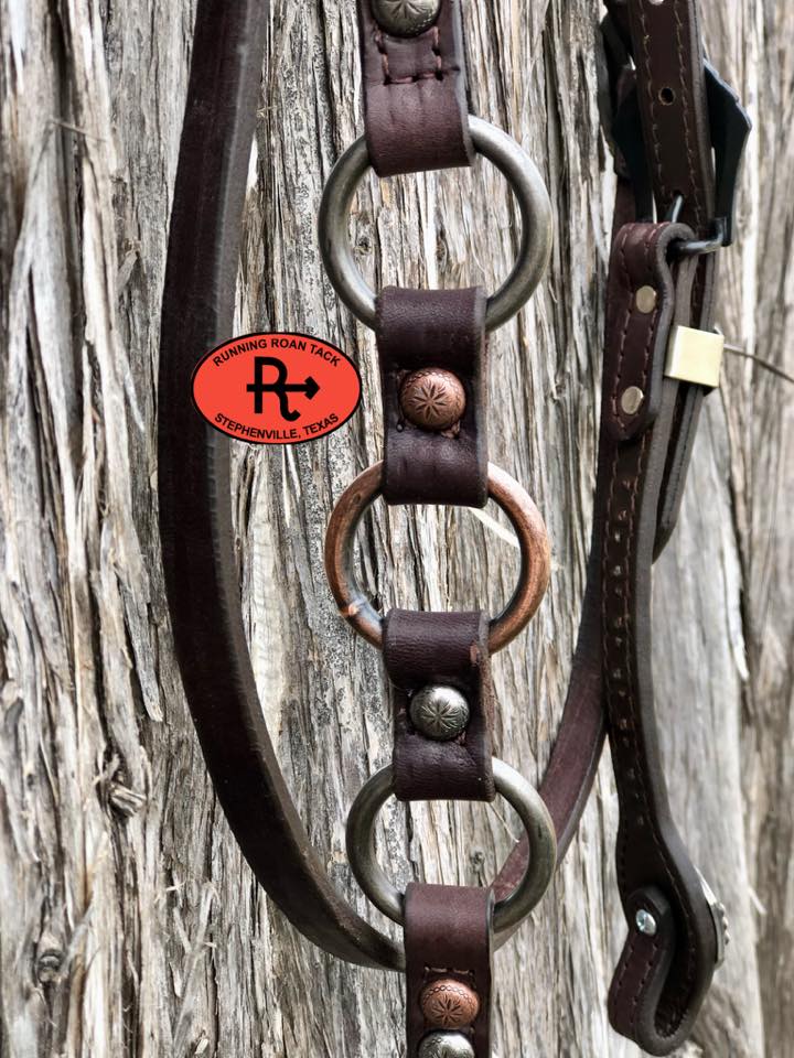 Single Ear with Throatlatch Ring Headstall with and German Silver Cactus Hardware 36"-40"